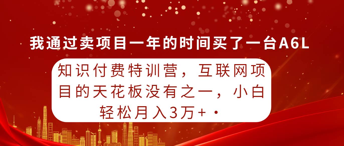 知识付费特训营，互联网项目的天花板，没有之一，小白轻轻松松月入三万+-辰阳网创