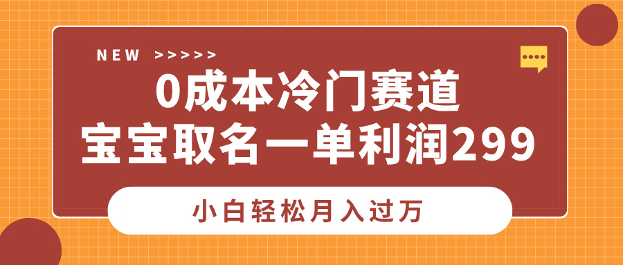 0成本冷门赛道，宝宝取名一单利润299，小白轻松月入过万-辰阳网创