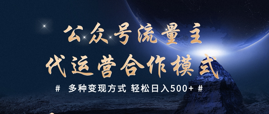 公众号流量主代运营  多种变现方式 轻松日入500+-辰阳网创