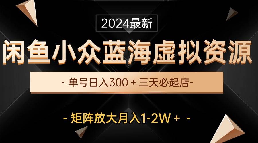 最新闲鱼小众蓝海虚拟资源，单号日入300＋，三天必起店，矩阵放大月入1-2W-辰阳网创