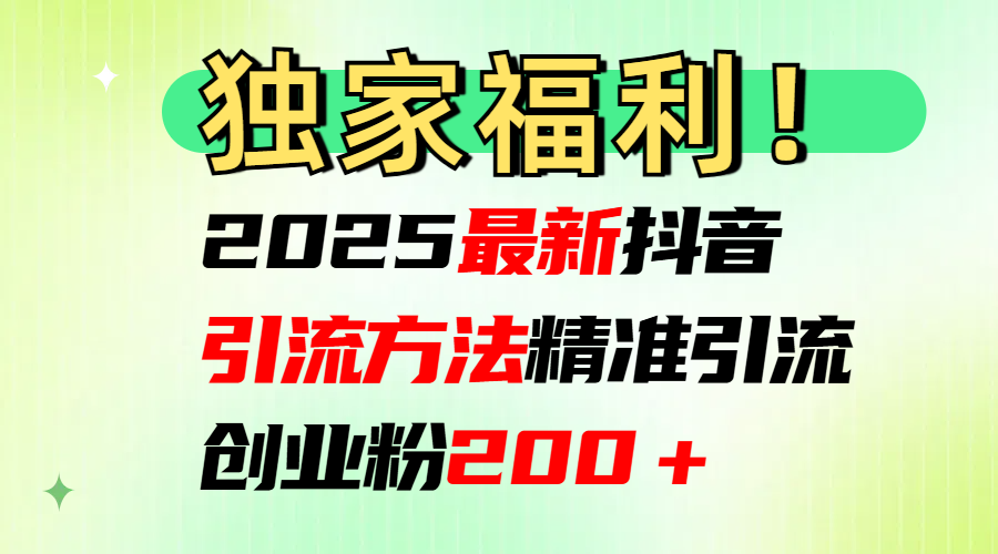 2025最新抖音引流方法每日精准引流创业粉200＋-辰阳网创