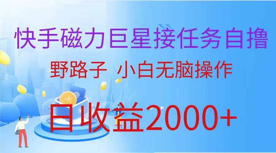 （蓝海项目）快手磁力巨星接任务自撸，野路子，小白无脑操作日入2000+-辰阳网创