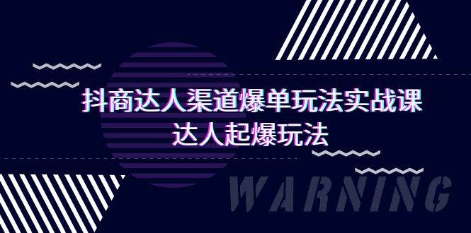 抖商达人-渠道爆单玩法实操课，达人起爆玩法（29节课）-辰阳网创