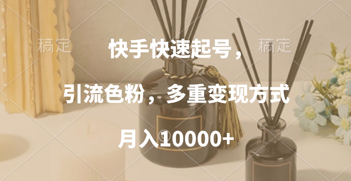 快手快速起号，引流色粉，多重变现方式，月入10000+-辰阳网创