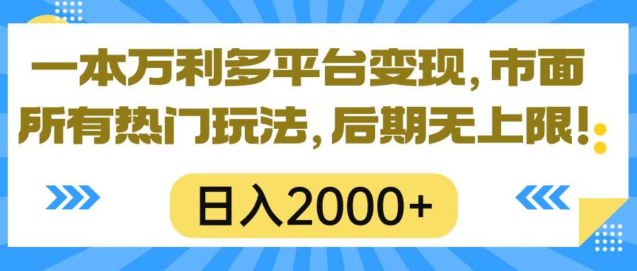 一本万利多平台变现，市面所有热门玩法，日入2000+，后期无上限！-辰阳网创