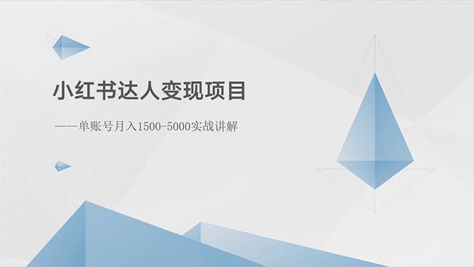 小红书达人变现项目：单账号月入1500-3000实战讲解-辰阳网创