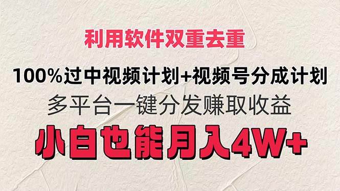 利用软件双重去重，100%过中视频+视频号分成计划小白也可以月入4W+-辰阳网创