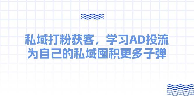 某收费课：私域打粉获客，学习AD投流，为自己的私域囤积更多子弹-辰阳网创