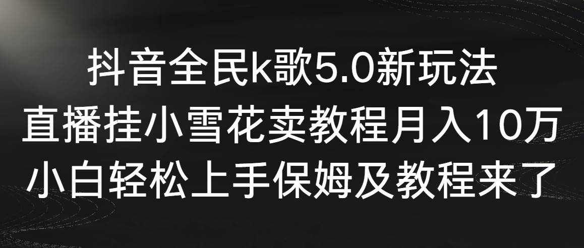 抖音全民k歌5.0新玩法，直播挂小雪花卖教程月入10万，小白轻松上手，保…-辰阳网创