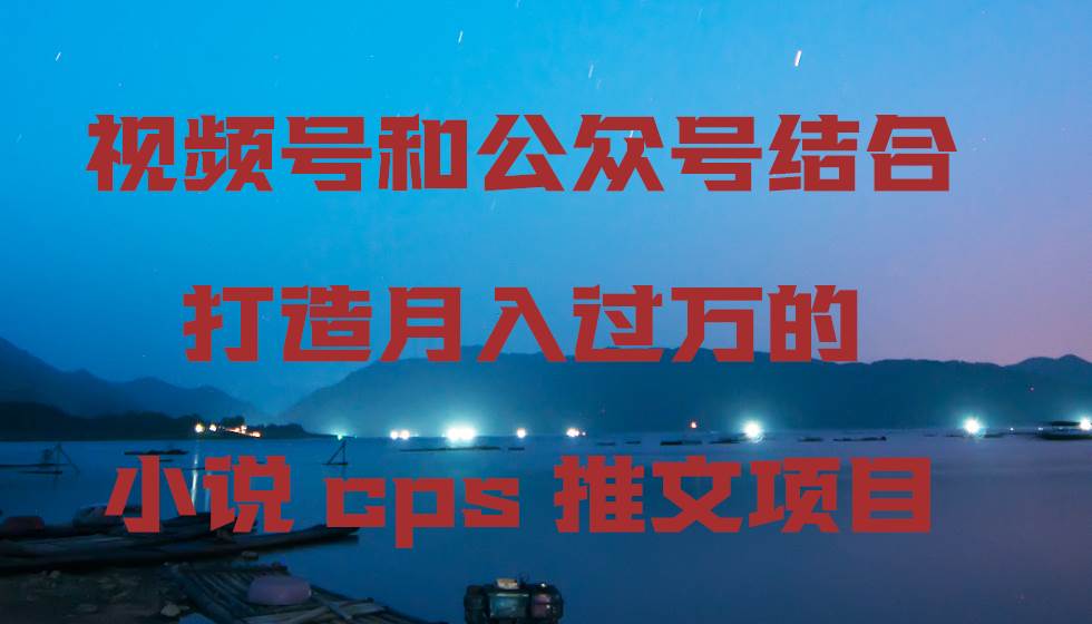 视频号和公众号结合打造月入过万的小说cps推文项目-辰阳网创