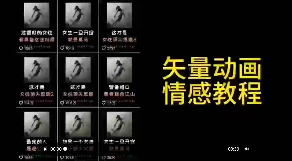 矢量动画情感教程：高点赞涨粉，适合情感、思维、创业教育等赛道-辰阳网创