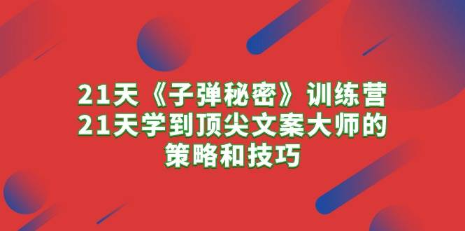 21天《子弹秘密》训练营，21天学到顶尖文案大师的策略和技巧-辰阳网创