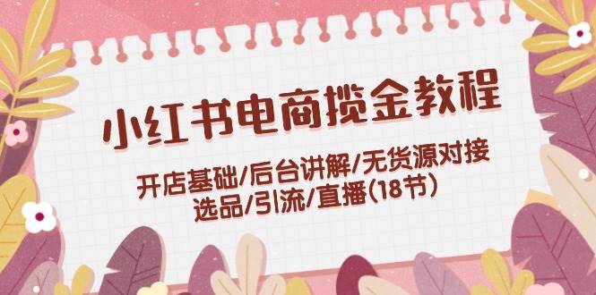 小红书电商揽金教程：开店基础/后台讲解/无货源对接/选品/引流/直播(18节)-辰阳网创