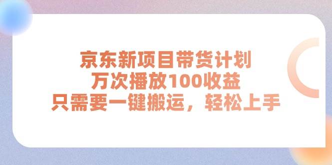 京东新项目带货计划，万次播放100收益，只需要一键搬运，轻松上手-辰阳网创