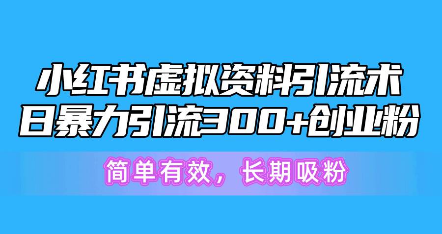 小红书虚拟资料引流术，日暴力引流300+创业粉，简单有效，长期吸粉-辰阳网创