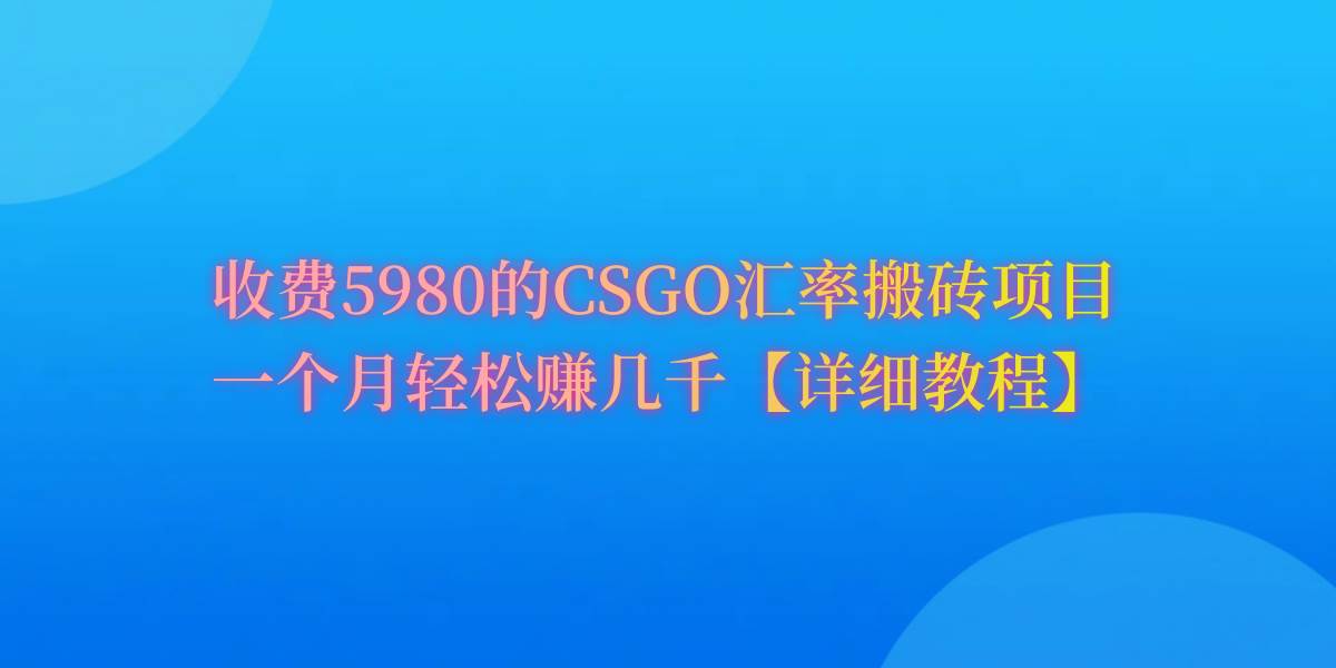 CSGO装备搬砖，月综合收益率高达60%，你也可以！-辰阳网创