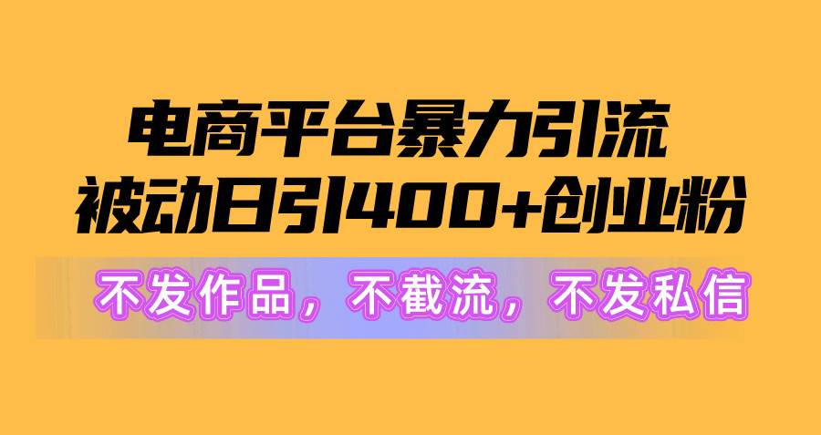 电商平台暴力引流,被动日引400+创业粉不发作品，不截流，不发私信-辰阳网创