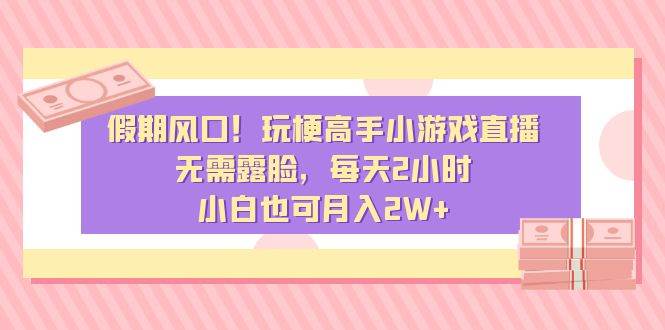 假期风口！玩梗高手小游戏直播，无需露脸，每天2小时，小白也可月入2W+-辰阳网创