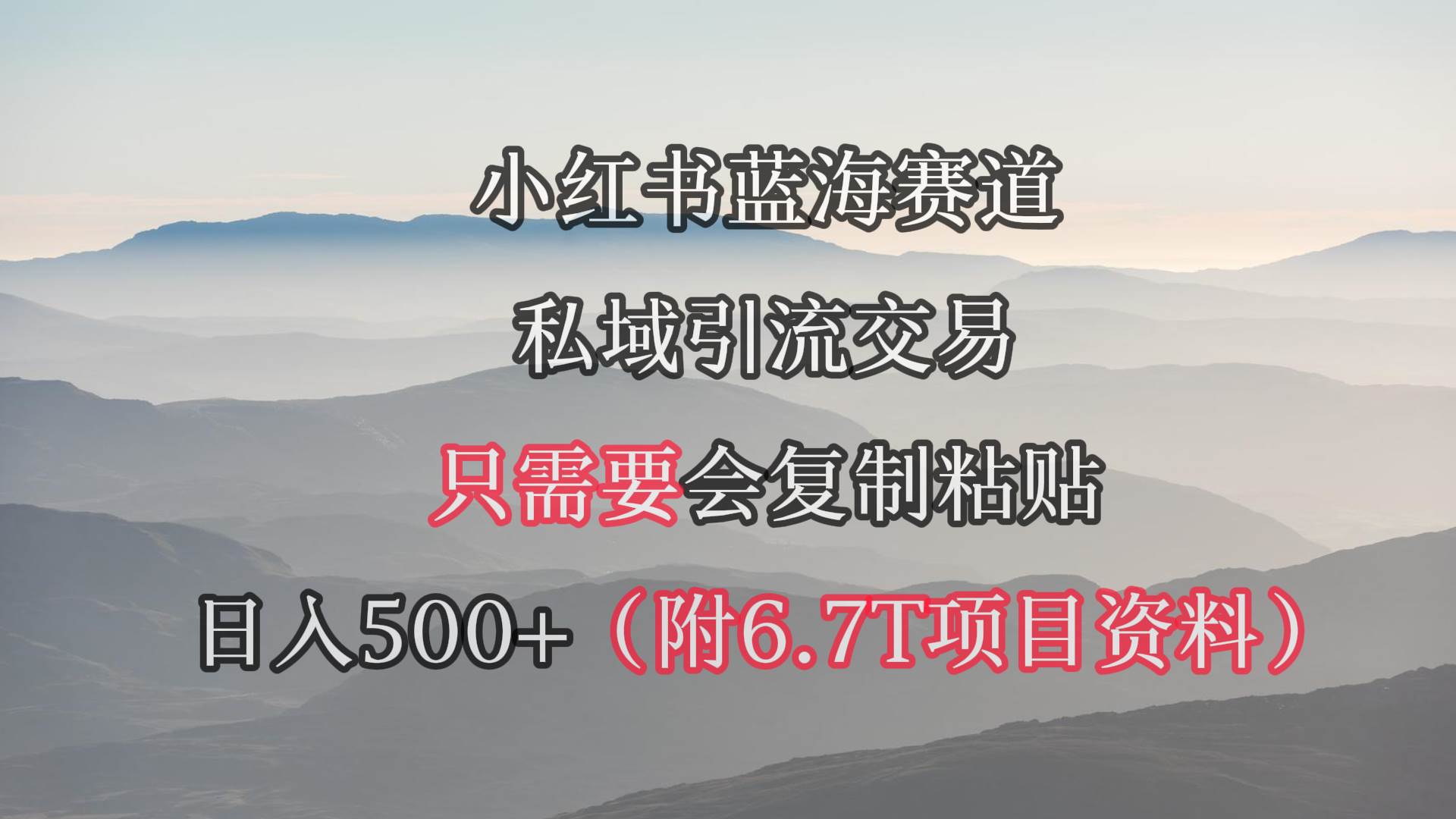 小红书短剧赛道，私域引流交易，会复制粘贴，日入500+（附6.7T短剧资源）-辰阳网创