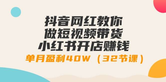 抖音网红教你做短视频带货+小红书开店赚钱，单月盈利40W（32节课）-辰阳网创