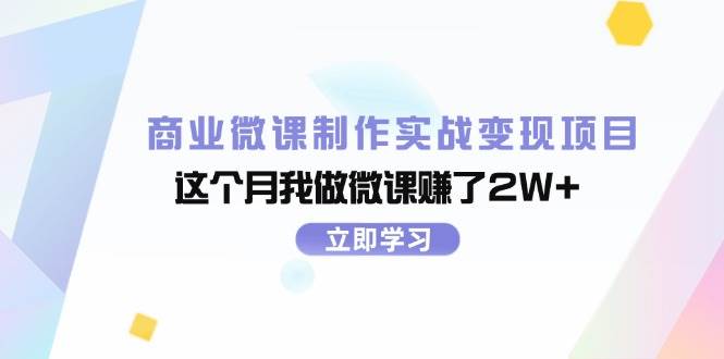 商业微课制作实战变现项目，这个月我做微课赚了2W+-辰阳网创