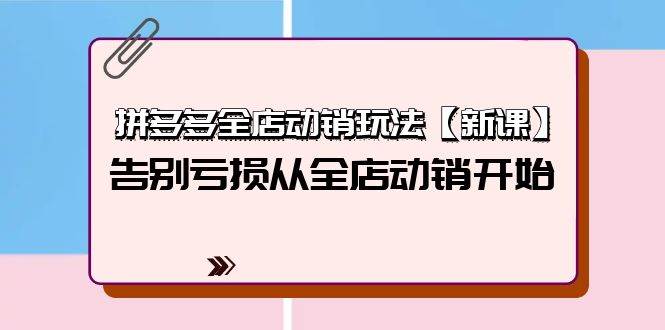 拼多多全店动销玩法【新课】，告别亏损从全店动销开始（4节视频课）-辰阳网创