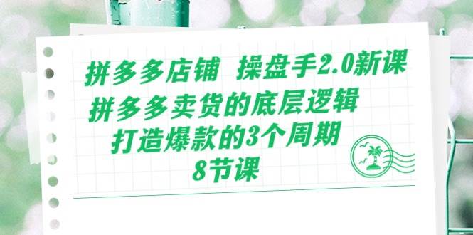 拼多多店铺 操盘手2.0新课，拼多多卖货的底层逻辑，打造爆款的3个周期-8节-辰阳网创