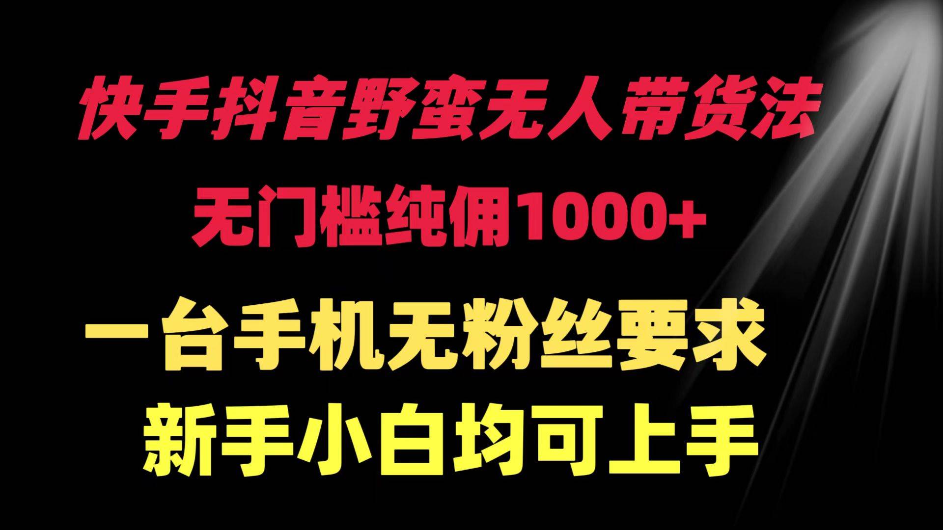 快手抖音野蛮无人带货法 无门槛纯佣1000+ 一台手机无粉丝要求新手小白…-辰阳网创