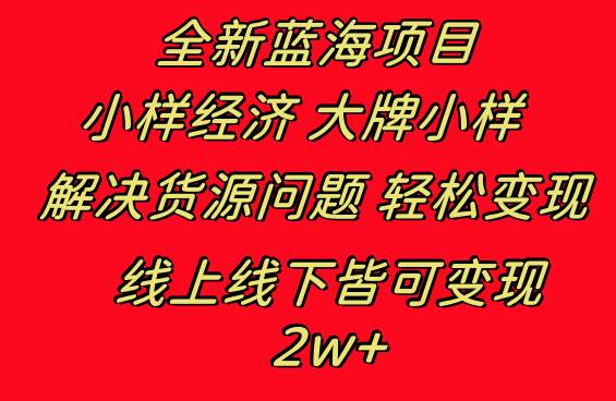 全新蓝海项目 小样经济大牌小样 线上和线下都可变现 月入2W+-辰阳网创