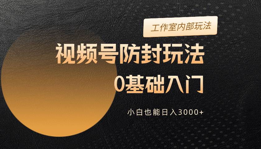 2024视频号升级防封玩法，零基础入门，小白也能日入3000+-辰阳网创