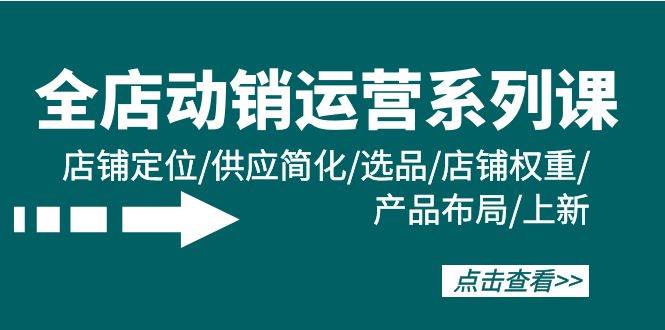 全店·动销运营系列课：店铺定位/供应简化/选品/店铺权重/产品布局/上新-辰阳网创