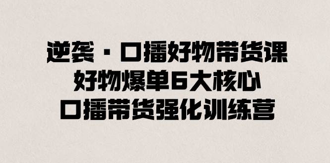 逆袭·口播好物带货课，好物爆单6大核心，口播带货强化训练营-辰阳网创