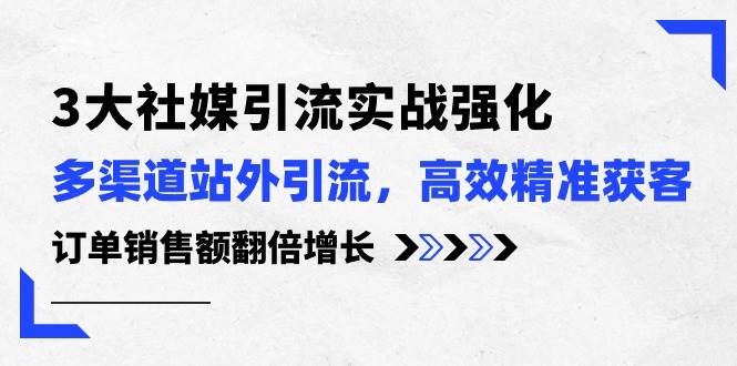 3大社媒引流实操强化，多渠道站外引流/高效精准获客/订单销售额翻倍增长-辰阳网创