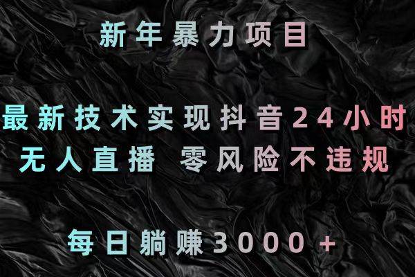 新年暴力项目，最新技术实现抖音24小时无人直播 零风险不违规 每日躺赚3000-辰阳网创