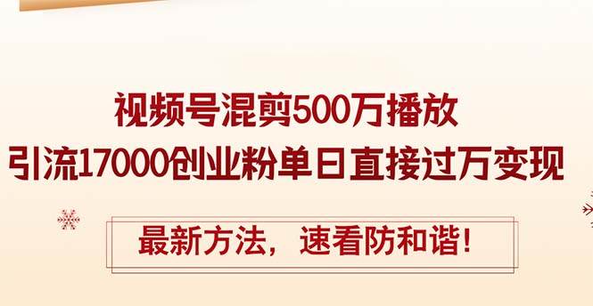 精华帖视频号混剪500万播放引流17000创业粉，单日直接过万变现，最新方…-辰阳网创