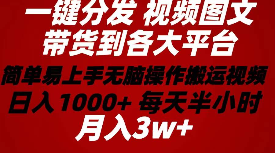 2024年 一键分发带货图文视频  简单易上手 无脑赚收益 每天半小时日入1…-辰阳网创