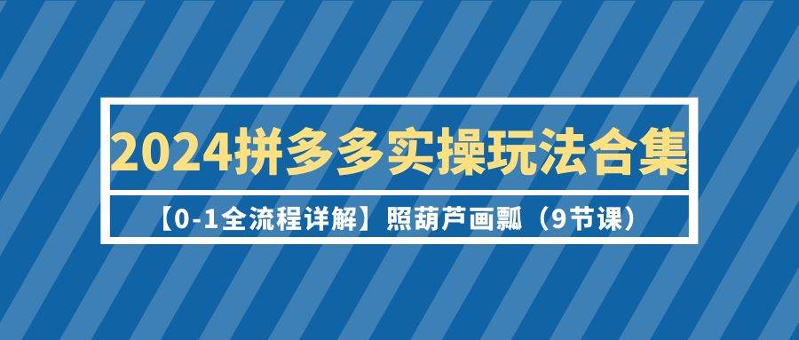 2024拼多多实操玩法合集【0-1全流程详解】照葫芦画瓢（9节课）-辰阳网创