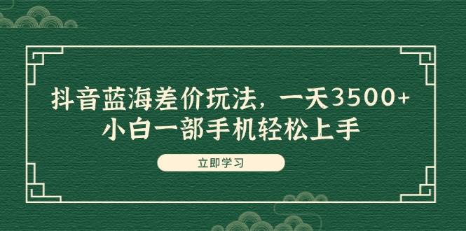 抖音蓝海差价玩法，一天3500+，小白一部手机轻松上手-辰阳网创