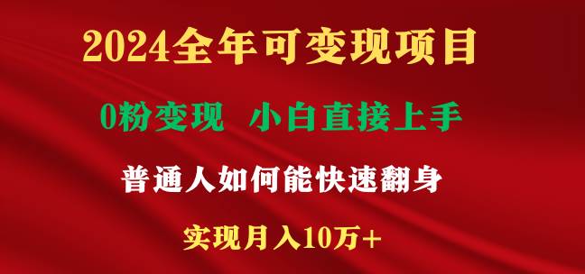 2024全年可变现项目，一天收益至少2000+，小白上手快，普通人就要利用互…-辰阳网创