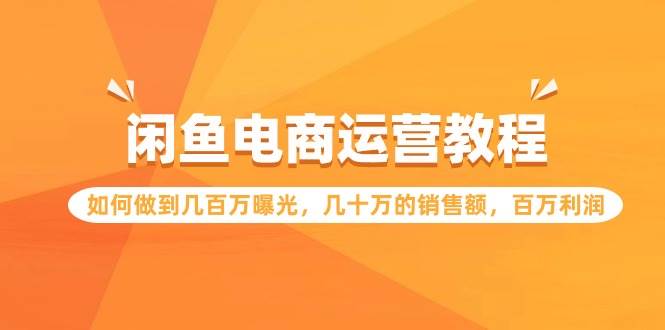 闲鱼电商运营教程：如何做到几百万曝光，几十万的销售额，百万利润-辰阳网创