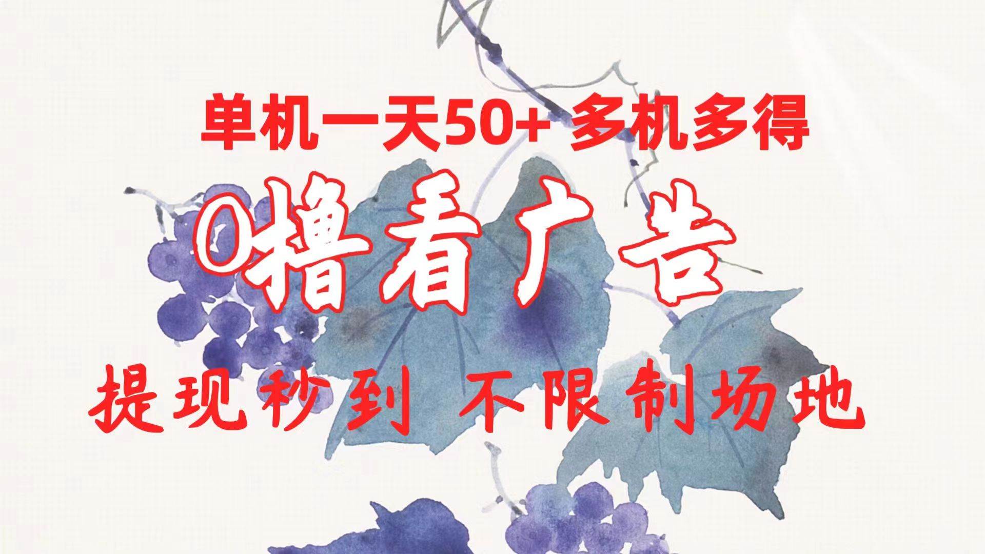 0撸看广告 单机一天50+多机多得 提现秒到 不限制场地操作-辰阳网创