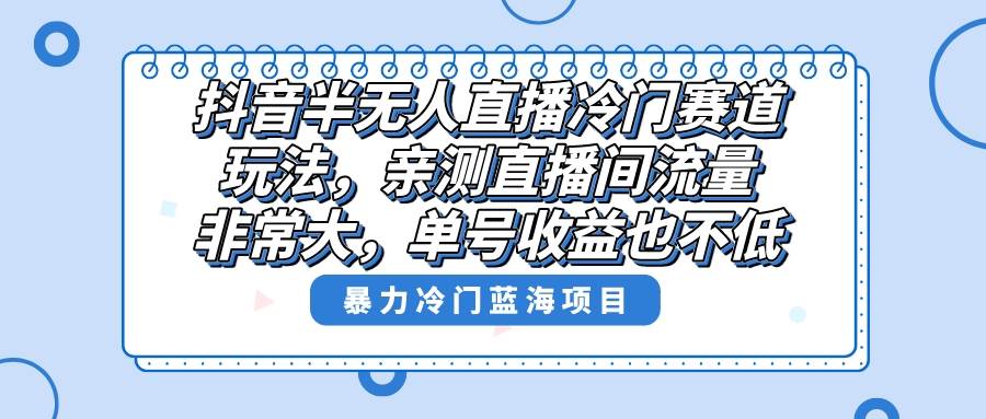 抖音半无人直播冷门赛道玩法，直播间流量非常大，单号收益也不低！-辰阳网创