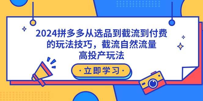 2024拼多多从选品到截流到付费的玩法技巧，截流自然流量玩法，高投产玩法-辰阳网创