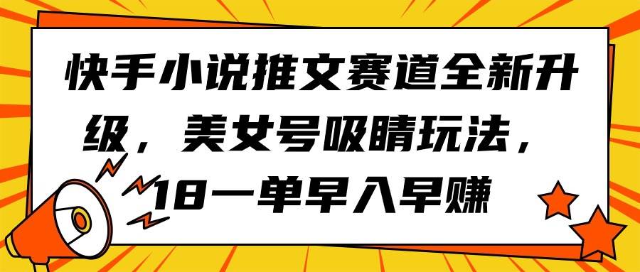 快手小说推文赛道全新升级，美女号吸睛玩法，18一单早入早赚-辰阳网创