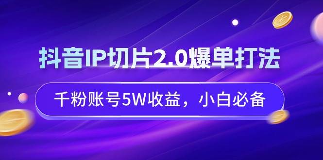 抖音IP切片2.0爆单打法，千粉账号5W收益，小白必备-辰阳网创