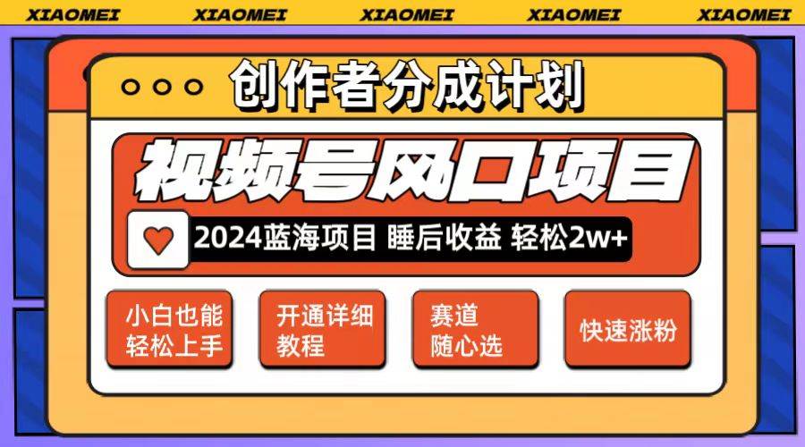 微信视频号大风口项目 轻松月入2w+ 多赛道选择，可矩阵，玩法简单轻松上手-辰阳网创