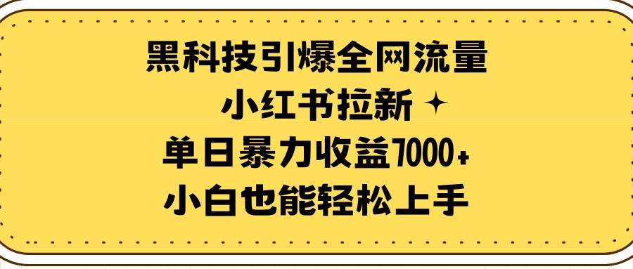 黑科技引爆全网流量小红书拉新，单日暴力收益7000+，小白也能轻松上手-辰阳网创