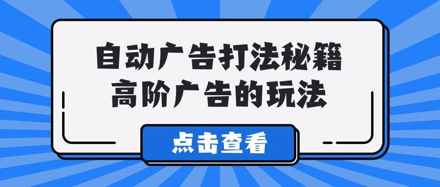 A lice自动广告打法秘籍，高阶广告的玩法-辰阳网创