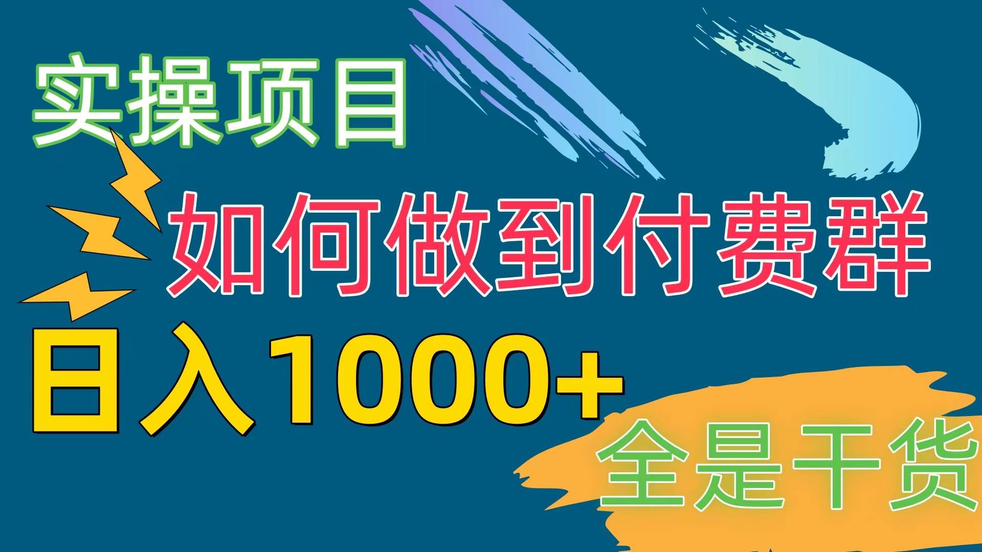 [实操项目]付费群赛道，日入1000+-辰阳网创