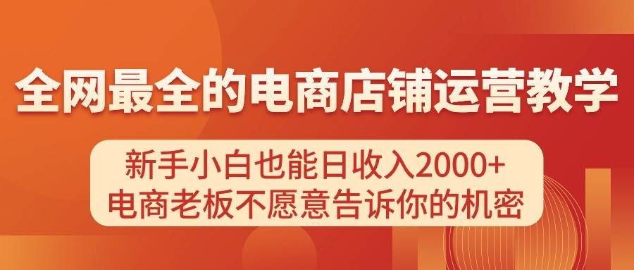 电商店铺运营教学，新手小白也能日收入2000+，电商老板不愿意告诉你的机密-辰阳网创